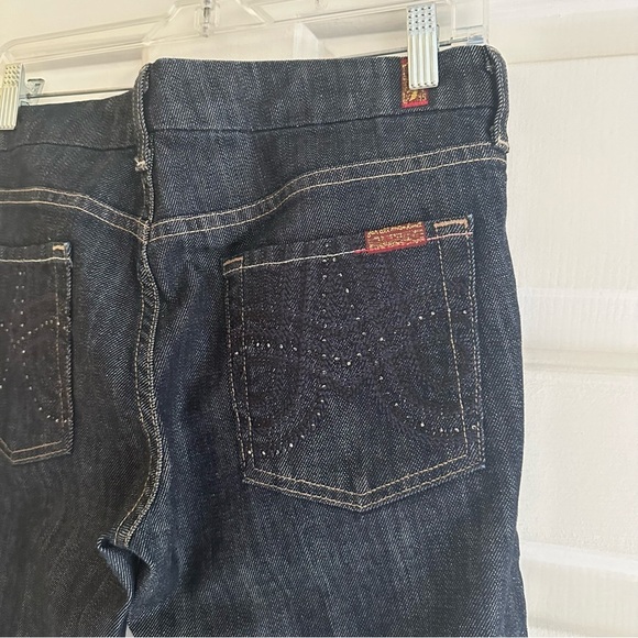 7 For All Mankind Women Jeans “A” Pocket Flare Leg Size 30 Low Rise Dark Wash - Picture 4 of 8